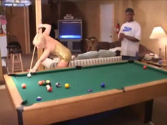 blonde wife takes bbc in the pool room