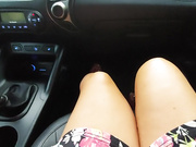 Horny sexy stepmom seduces her stepson in the car in public