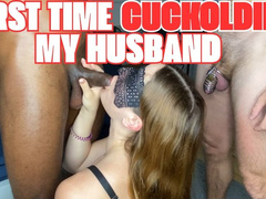 FIRST TIME CUCKOLDING MY HUSBAND – Raw BBC Deepthroat & Fuck While Caged - Cuckold Training Debut [HD 1080p]