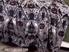 Cuckold cums quickly watchig his QOS wife get fucked by BBC bull