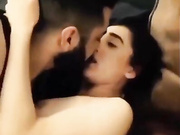 So romantic; cuck husband kisses his hotwife while she gets fucked