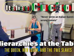 GEA DOMINA - HIERARCHIES AT THE TABLE: THE QUEEN, HER LOVER AND THE TWO SLAVES (Italian cuckold)