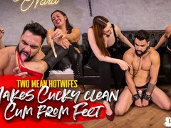 Nara and Syl Nifty makes cuck clean other men cum from their feet (1080 EN-sub) Foot Humiliation - Cum Eating - Cum Humiliation - Foot Cuckold - Condom Fetish - Cum Swallower - Chastity Male - Beta Man