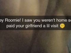 No Please Don't Cum In Me! Roommates Cheating Girlfriend Bred on Snapchat
