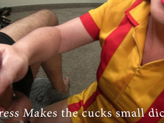 Waitress Eve makes the small cock cuckold cum 06