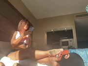 Cuck Foot Rest! Adreena Winters Making Further Use Of Her Pathetic Cuck!