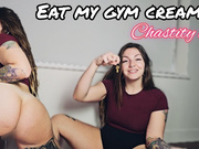 Chastity cuck eats gym bro's creampie WMV