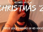 CHRISTMAS '23: THREE USED CONDOMS ON HIS HORNS