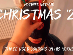 CHRISTMAS '23: THREE USED CONDOMS ON HIS HORNS