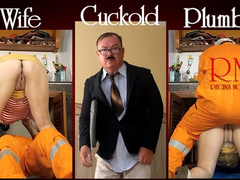 Cheating housewife, plumber and cuckold husband at the kitchen FULL VIDEO