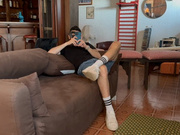 GEA DOMINA - CUCKOLD: SLAVE IN CHASTITY LICKS THE FEET OF ME AND MY BOYFRIEND