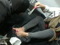 My slave Licked my Foot with Male Cum (condom) Cuckold by Mistress Beh # SD MOBILE