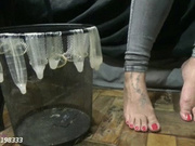 My slave Licked my Foot with Male Cum (condom) Cuckold by Mistress Beh # 1080HD