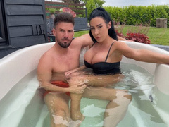 Wife and alpha findom hot tub fuck
