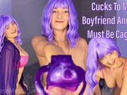 Cucks to My Boyfriend and Me Must Be Caged - Cuckolding Chastity Keyholder Small Penis Humiliation Femdom POV with Mistress Mystique - WMV