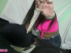 Girl is Very Disgusted, Slave Condom Drink by Sabrynna # 1080HD