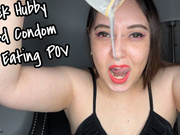 Cuck Hubby Used Condom Cum Eating POV