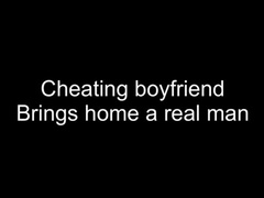 Macrophilia - cheating boyfriend brought back a real man cuckold