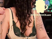 Cuckold date night. Hotwife and cuckold husband picking up a stranger in a public bar